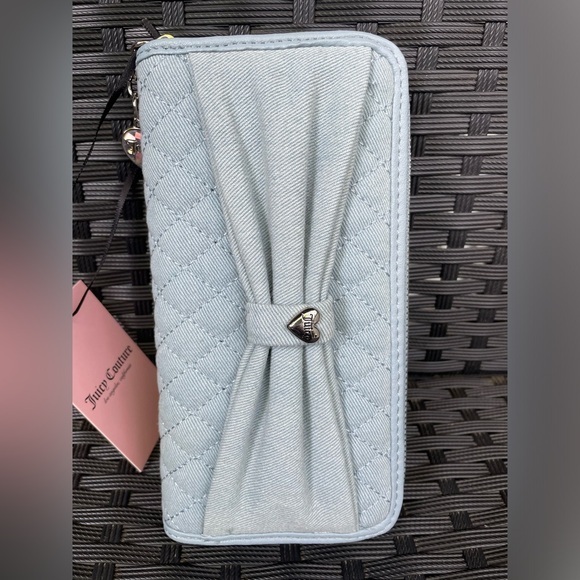 Juicy Couture Handbags - Juicy Couture Wallet,Sky Blue Quilted Wallet with Heart Charm,women’s Wallet.